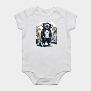 Urban Jungle Swagger: Hip-Hop Koala in Streetwear with Graffiti Background Baby Bodysuit